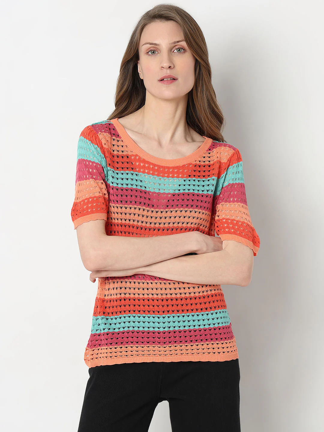 Blue Colourblocked Knit Top - Image 2
