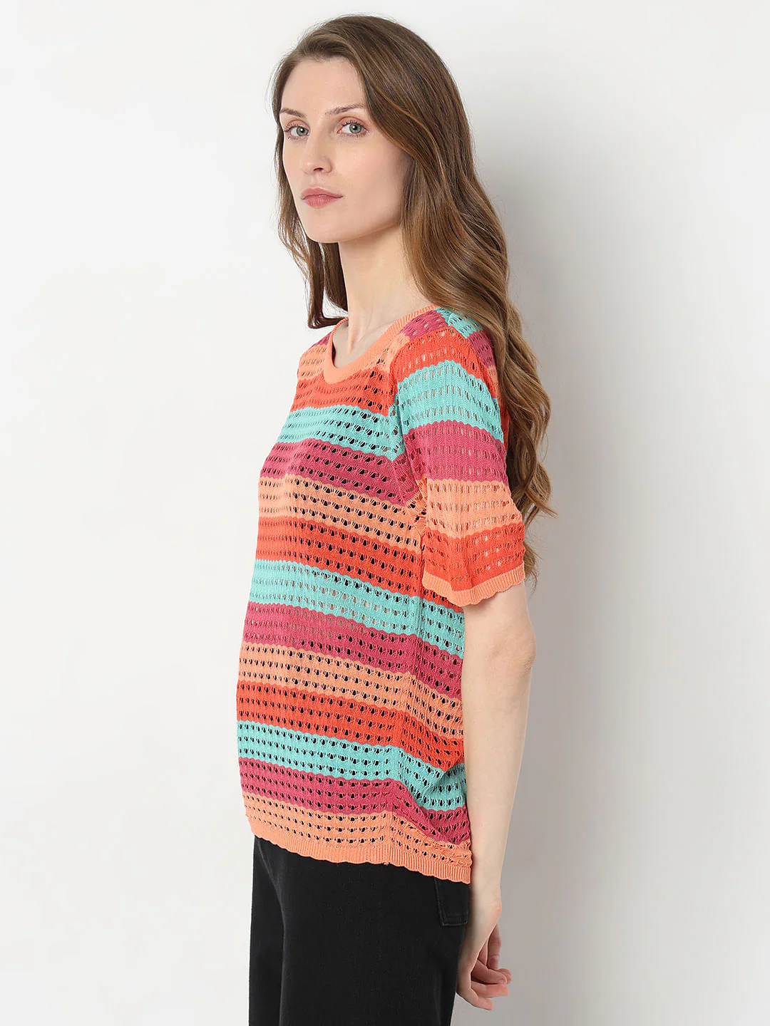 Blue Colourblocked Knit Top - Image 3