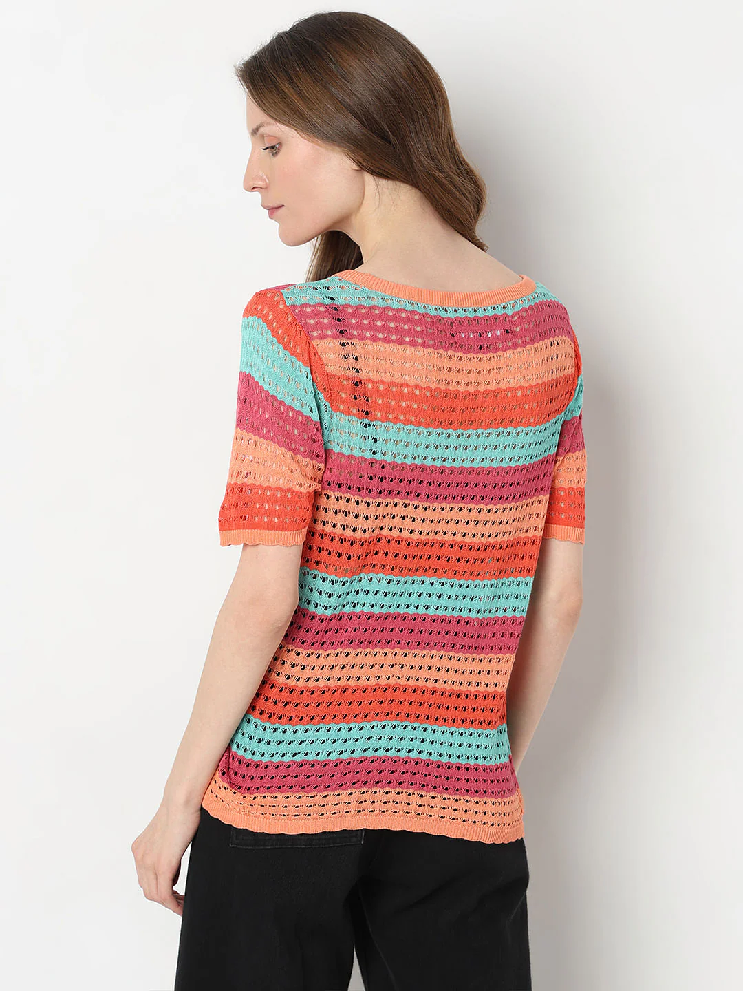 Blue Colourblocked Knit Top - Image 4