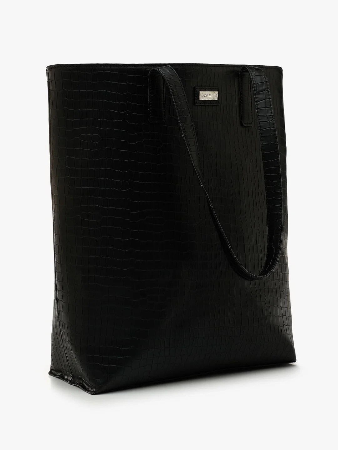 Black Croc Embossed Tote Bag - Image 3