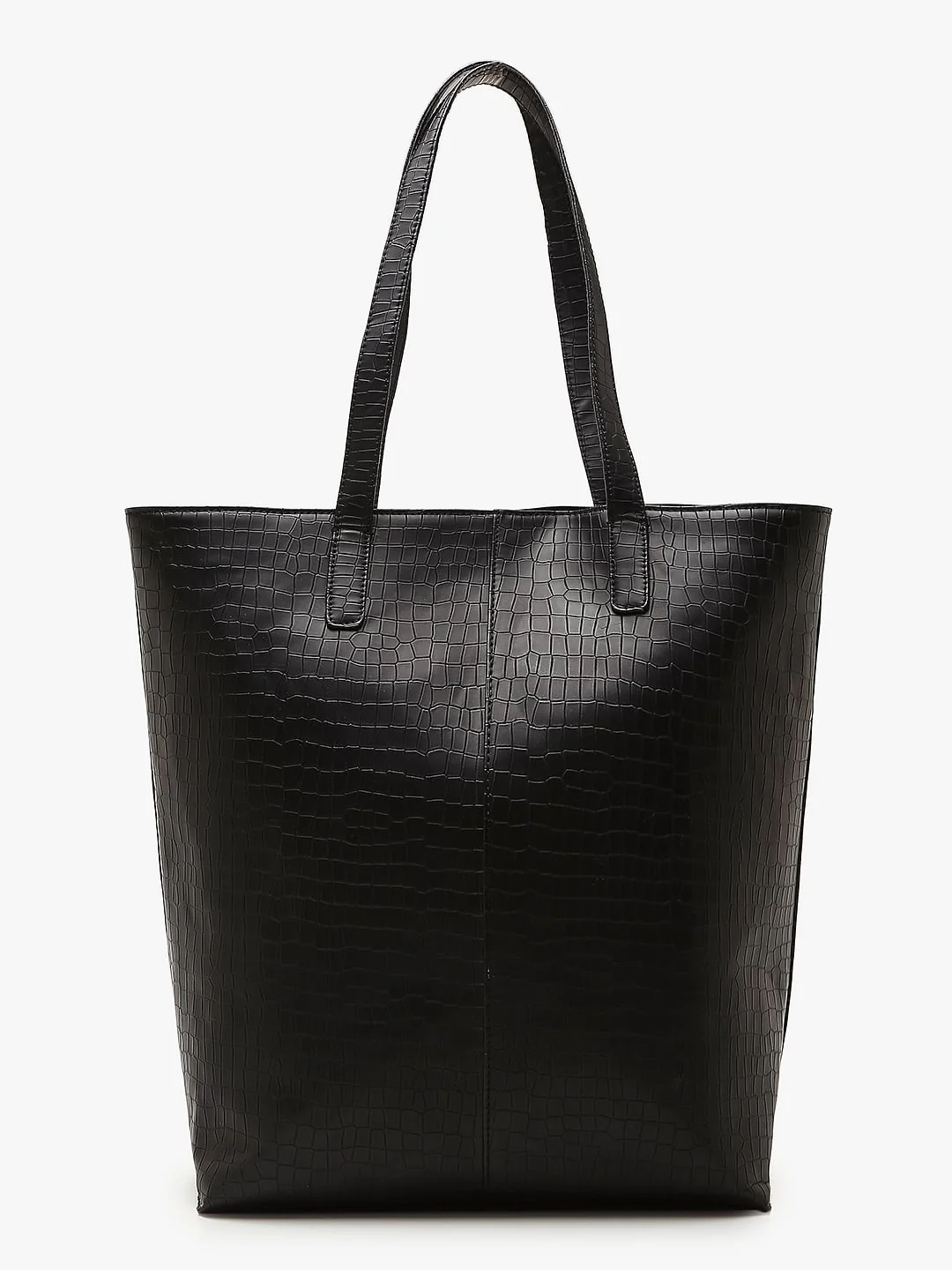 Black Croc Embossed Tote Bag - Image 4