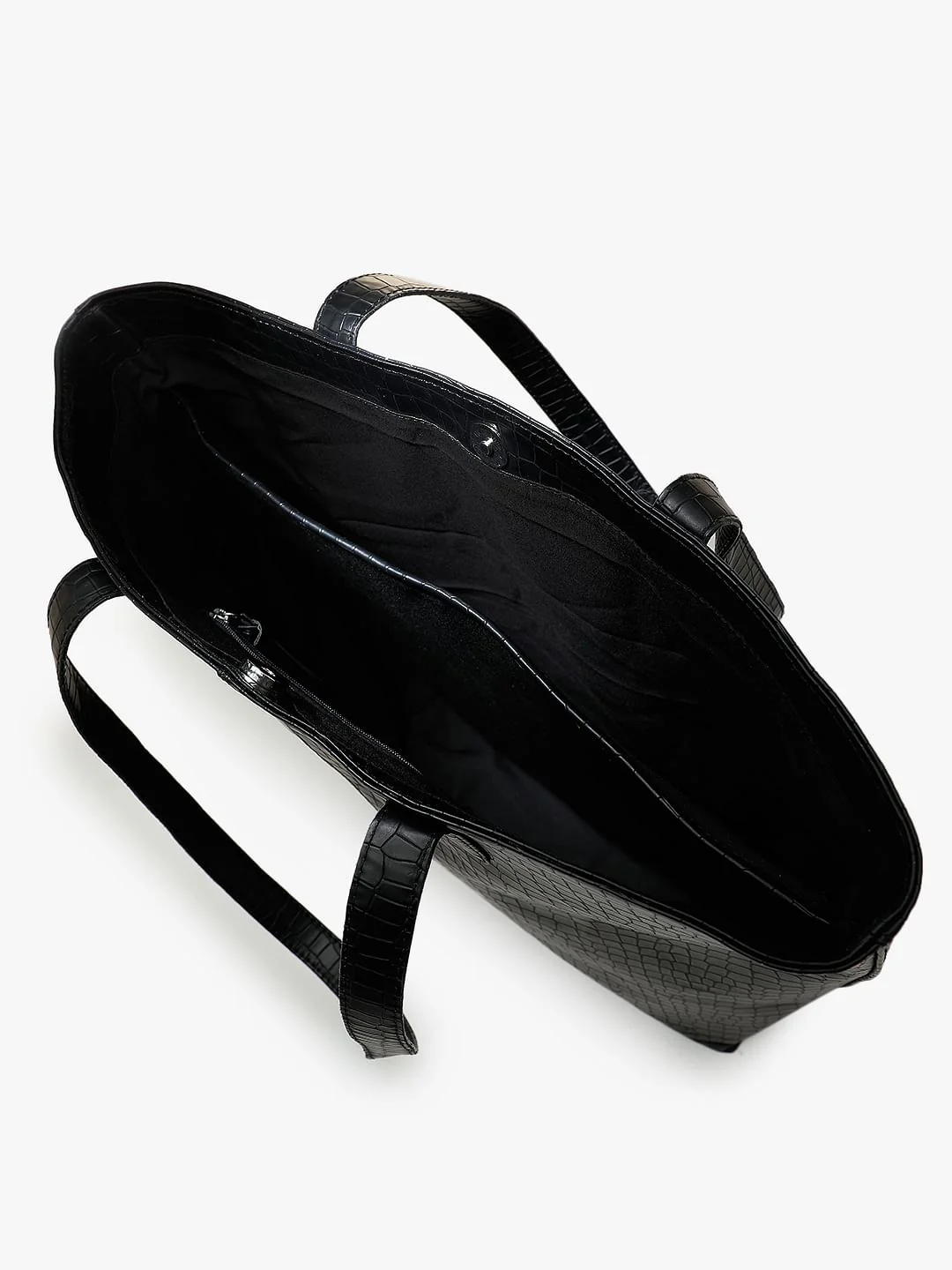 Black Croc Embossed Tote Bag - Image 5