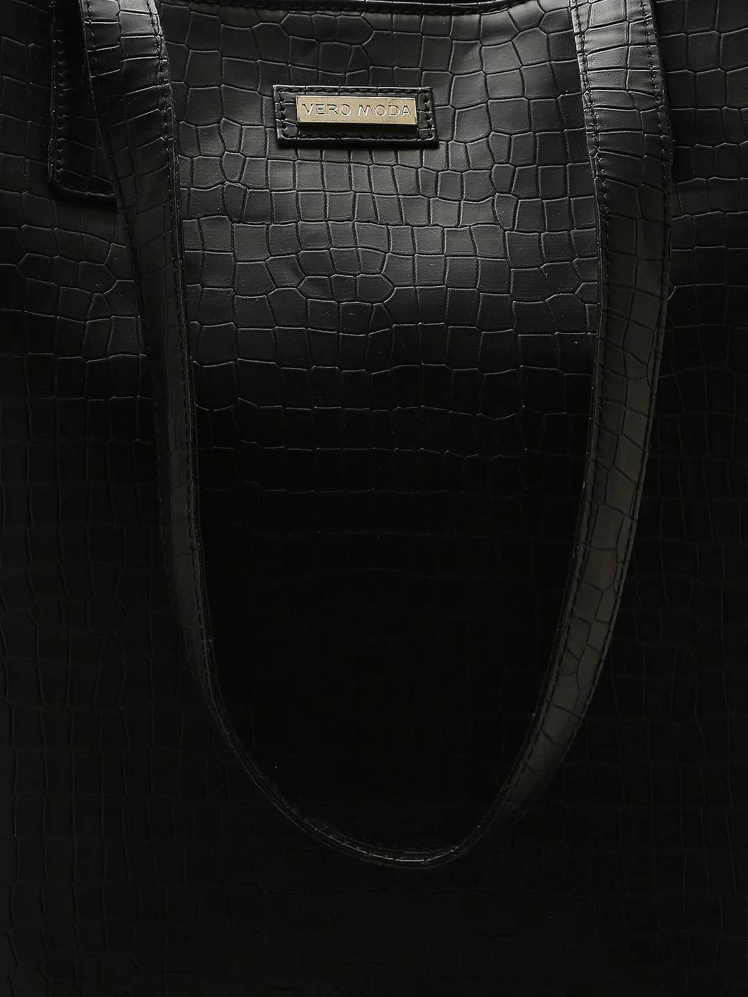 Black Croc Embossed Tote Bag - Image 6