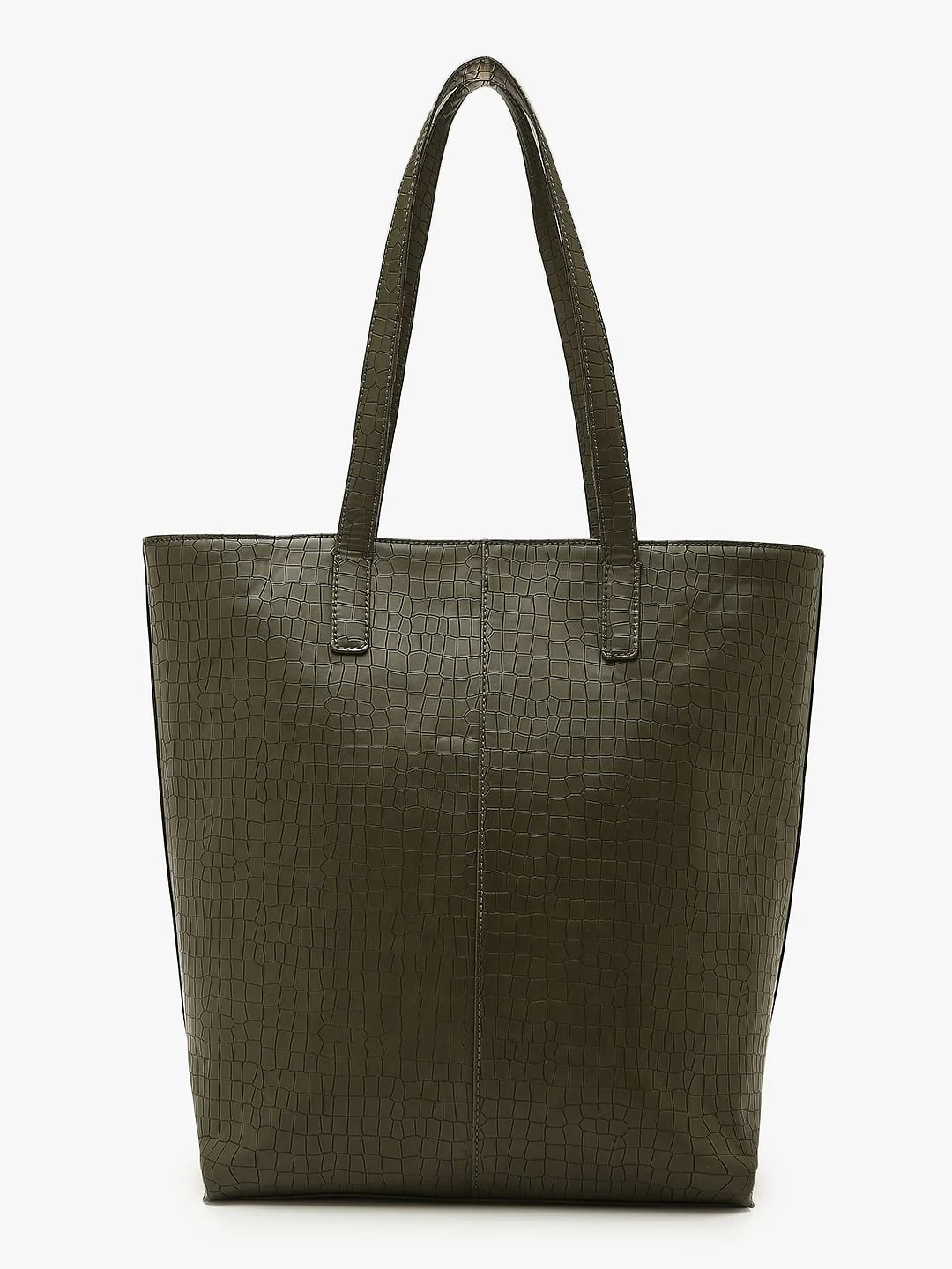 Olive Textured Tote Bag - Image 4
