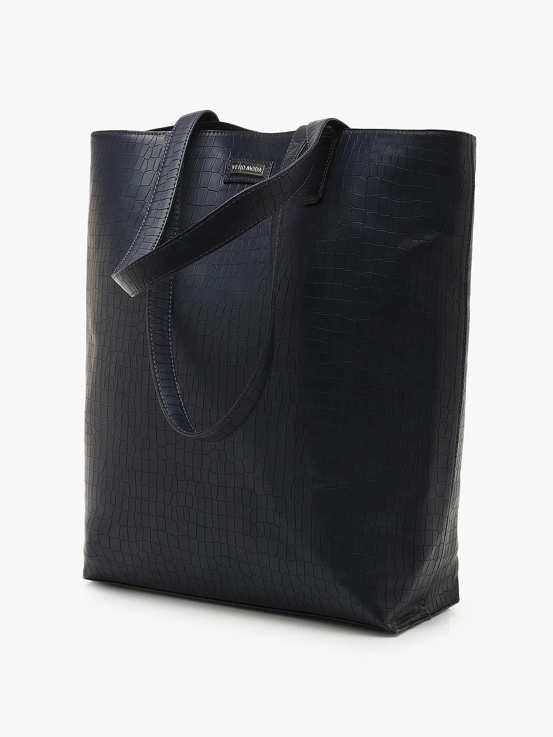 Navy Blue Faux Leather Tote Bag - Image 3