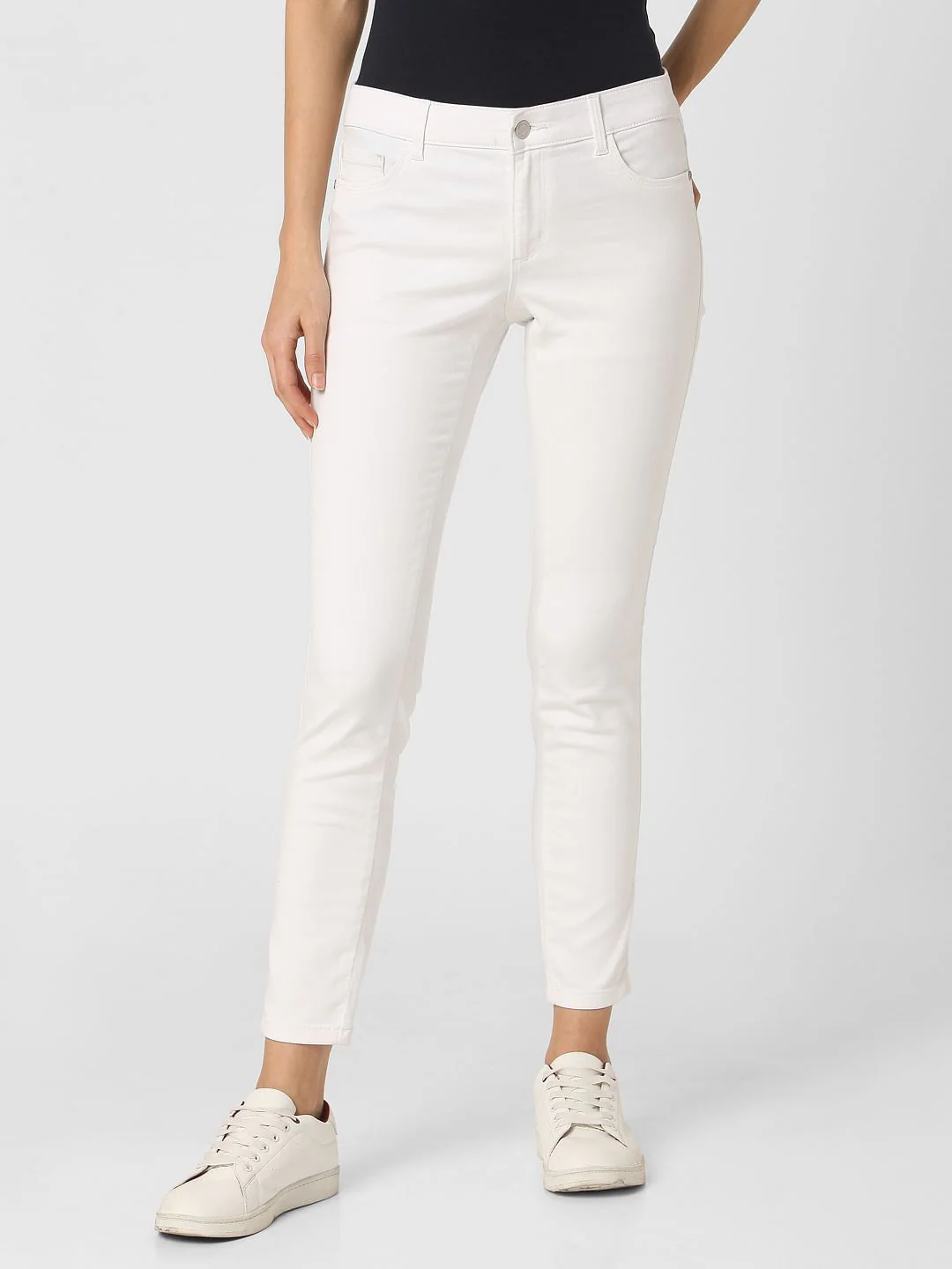 White Mid Rise Skinny Jeggings