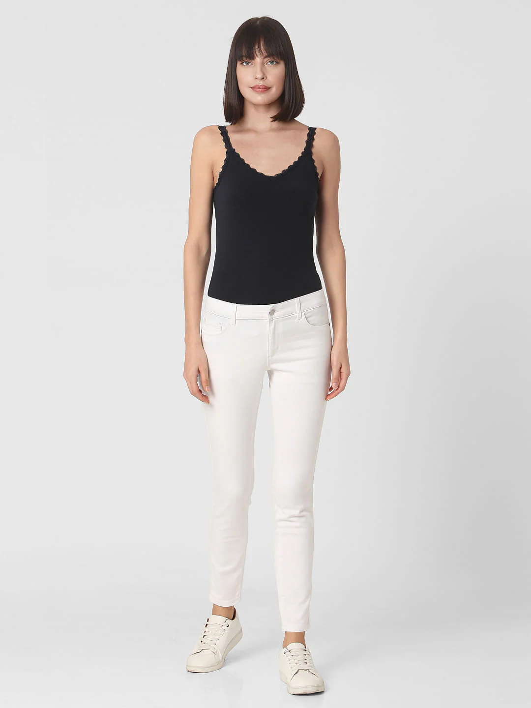 White Mid Rise Skinny Jeggings - Image 6