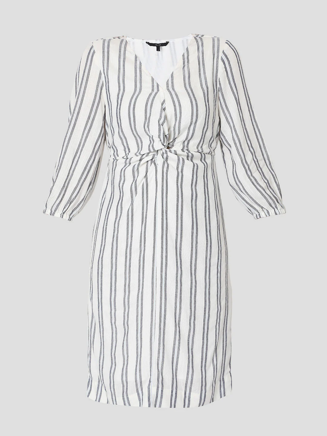 Beige Striped Shift Dress - Image 6