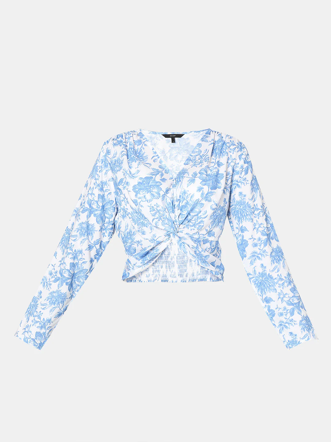 Blue & White Floral Print Cropped Top - Image 7