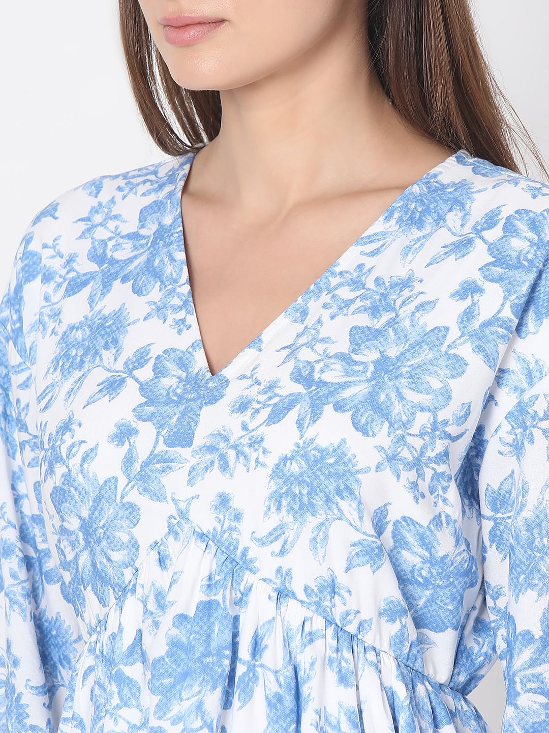 Blue Floral Print Dress - Image 8