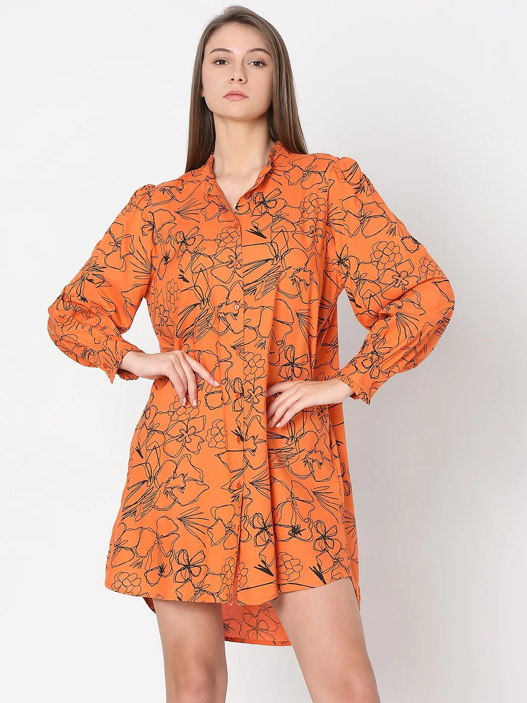 Orange Floral Shift Dress - Image 2