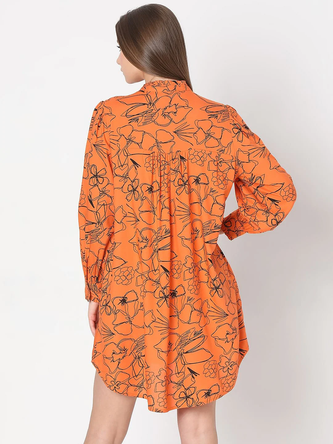Orange Floral Shift Dress - Image 4