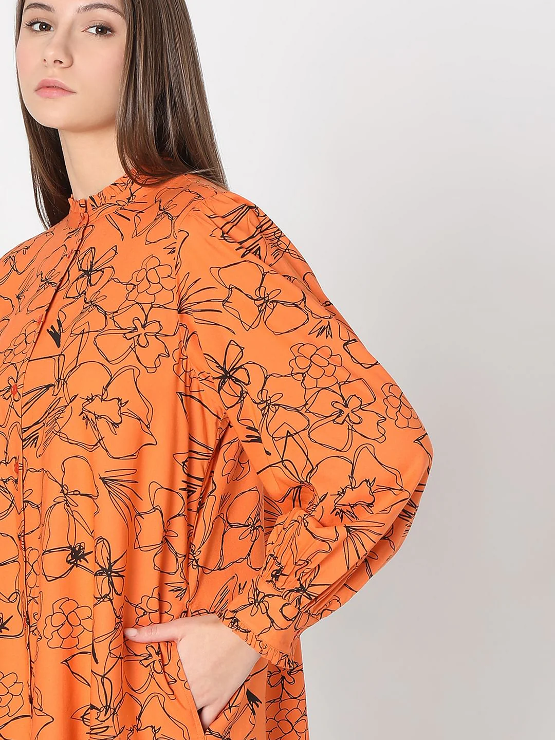 Orange Floral Shift Dress - Image 6
