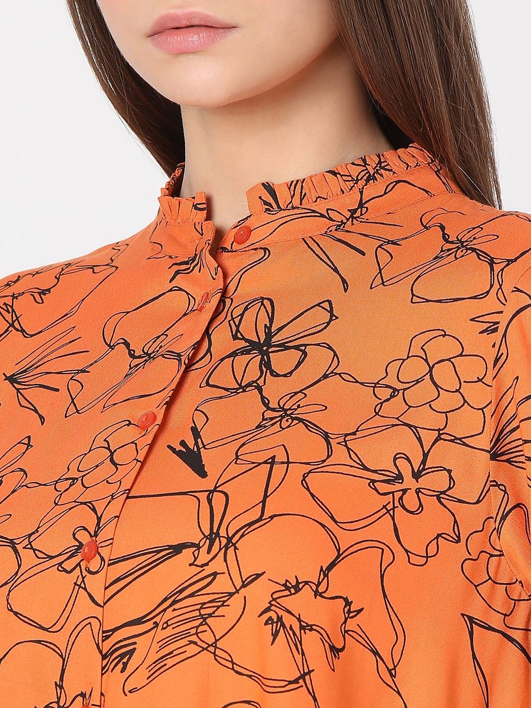 Orange Floral Shift Dress - Image 8