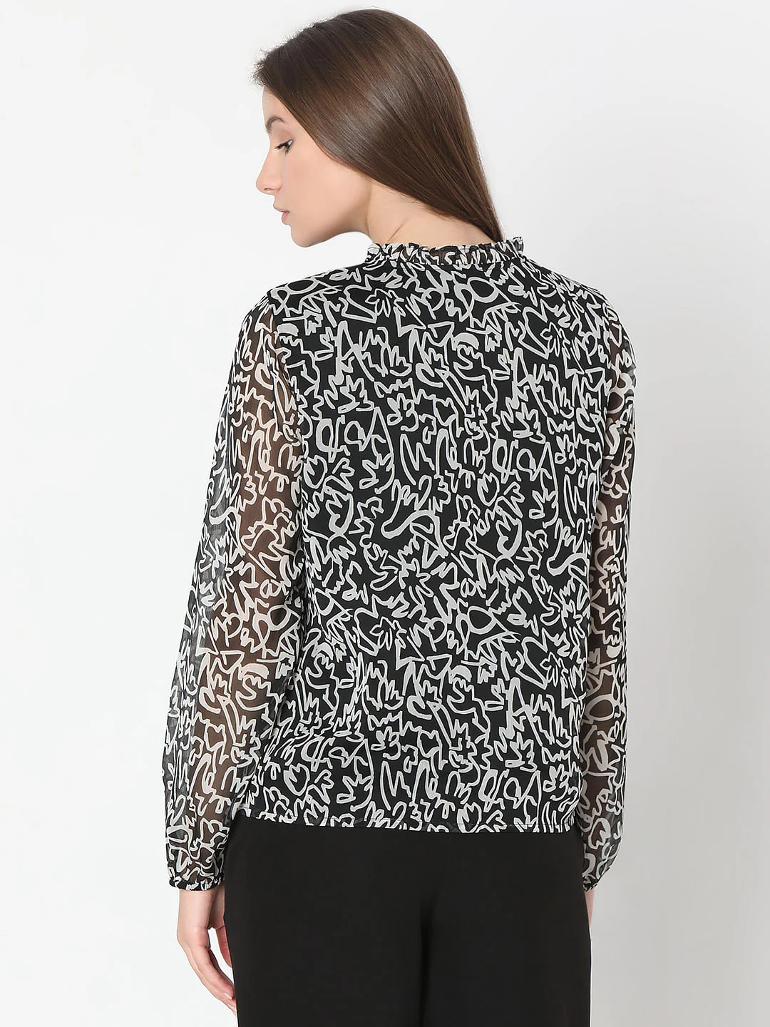Black Abstract Print Top - Image 4