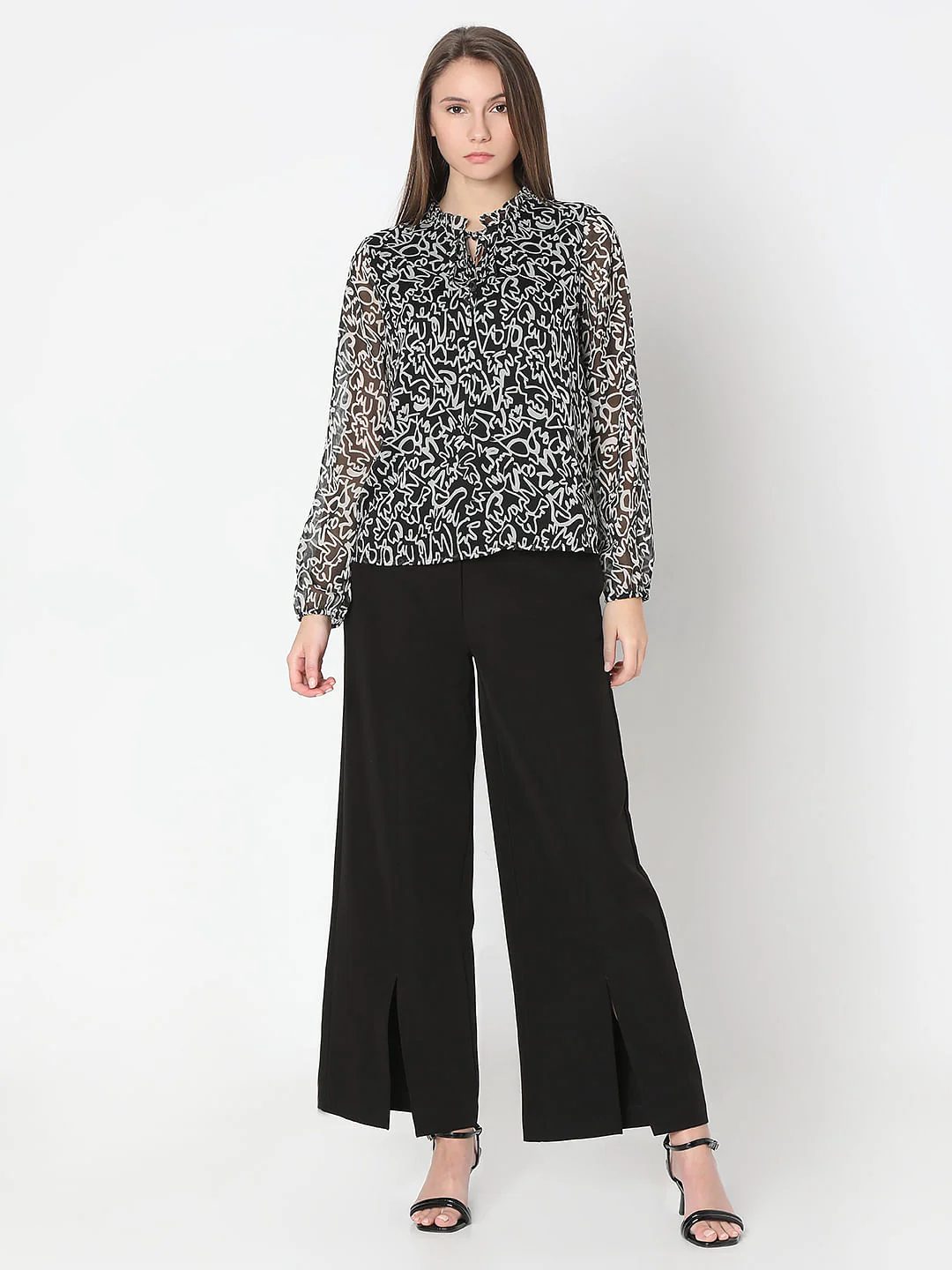 Black Abstract Print Top - Image 5