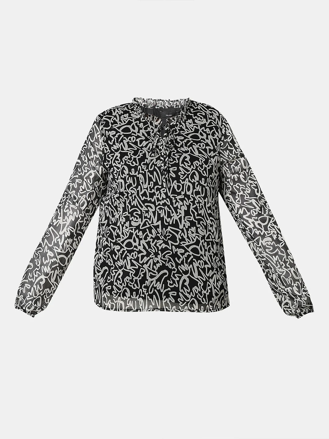 Black Abstract Print Top - Image 7