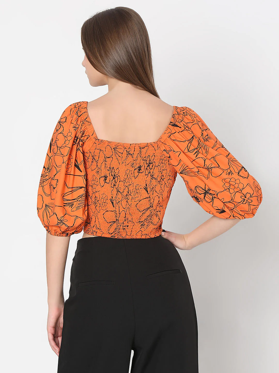 Orange Floral Cropped Top - Image 4