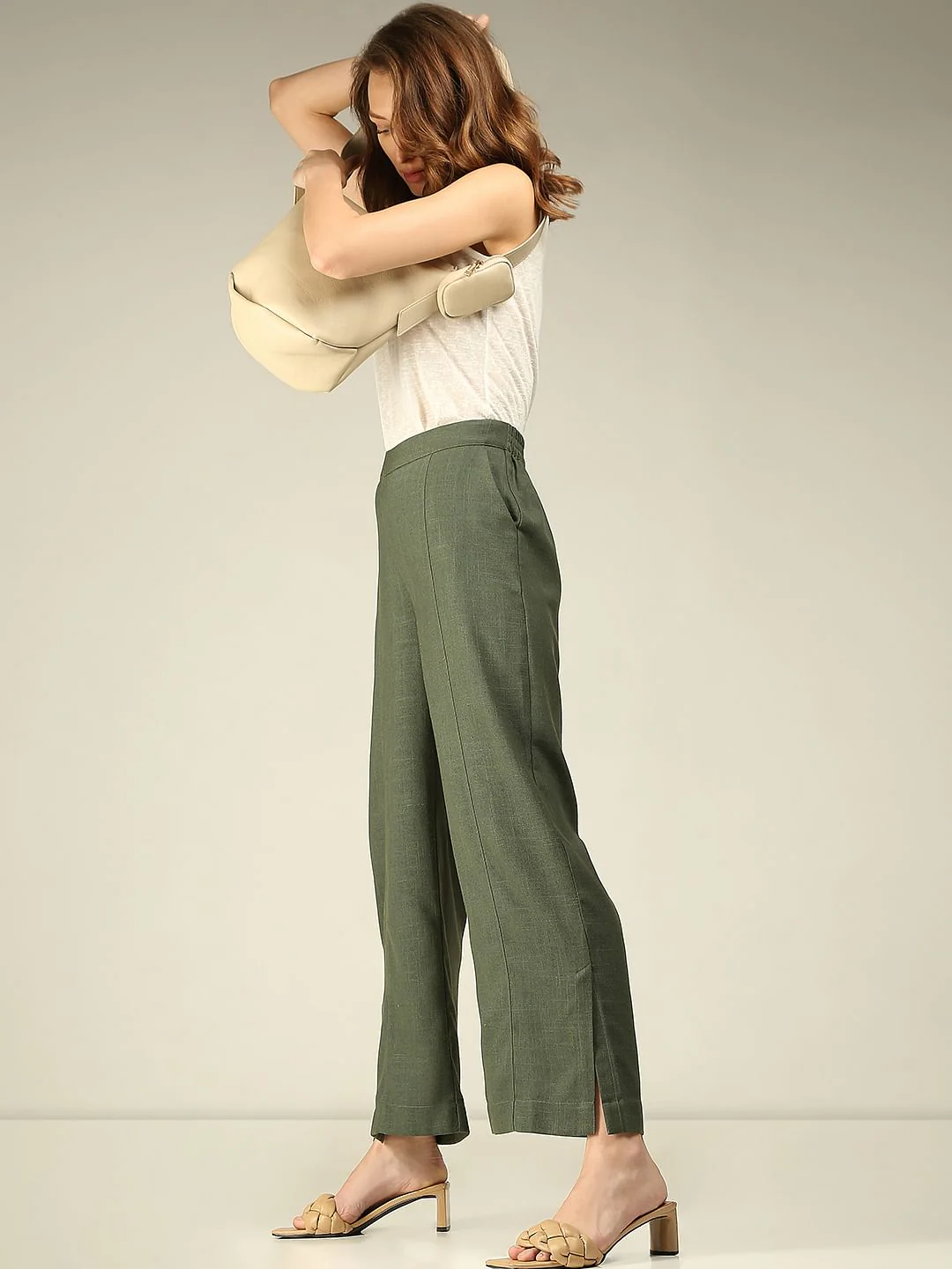 Green High Rise Pants