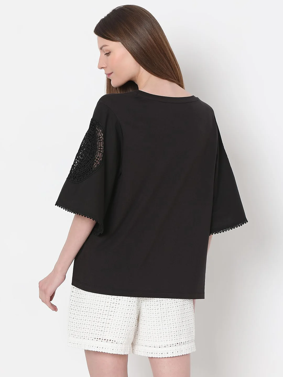 Black Lace Patch T-Shirt - Image 4