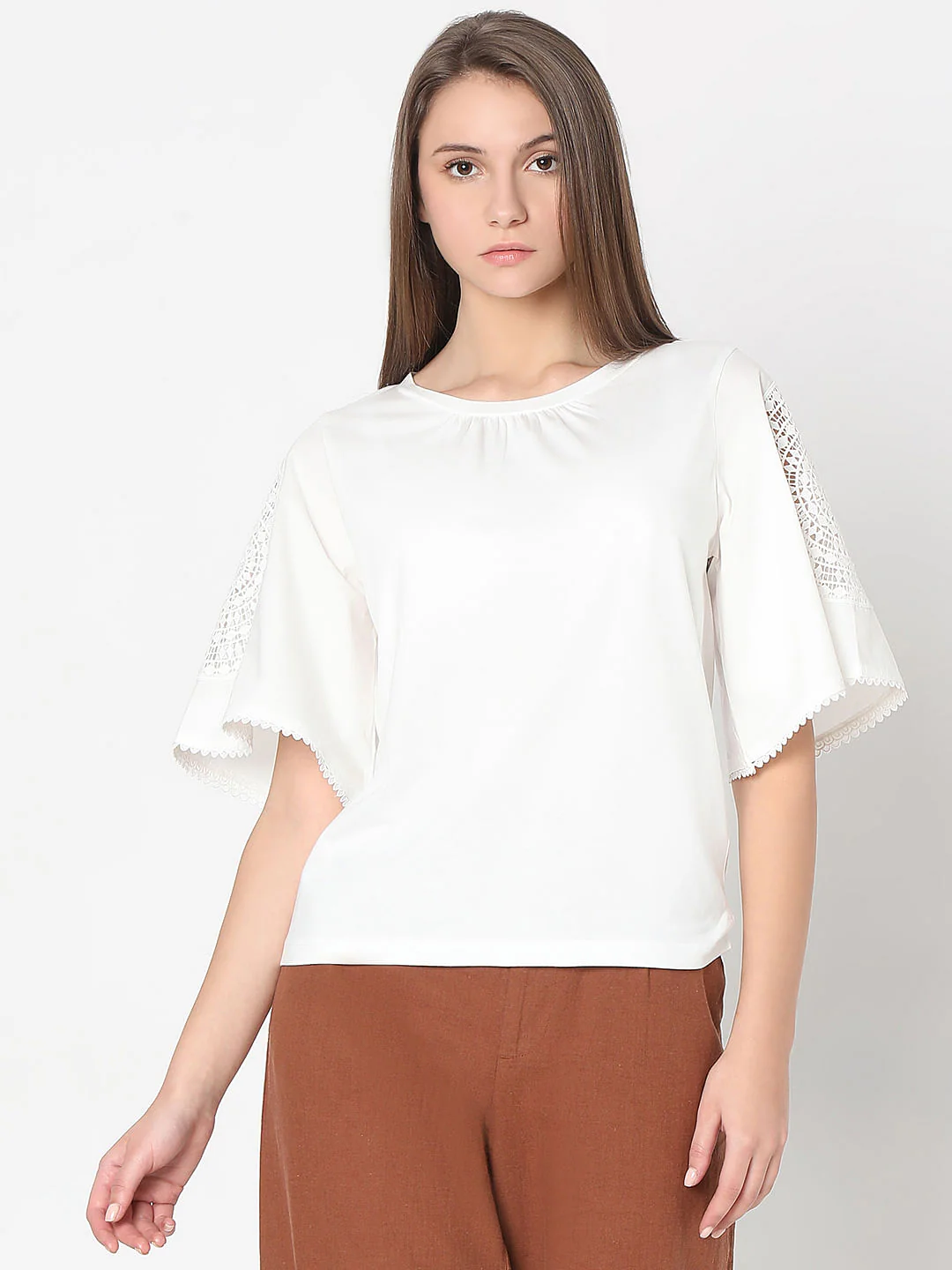 White Lace Patch T-Shirt - Image 2