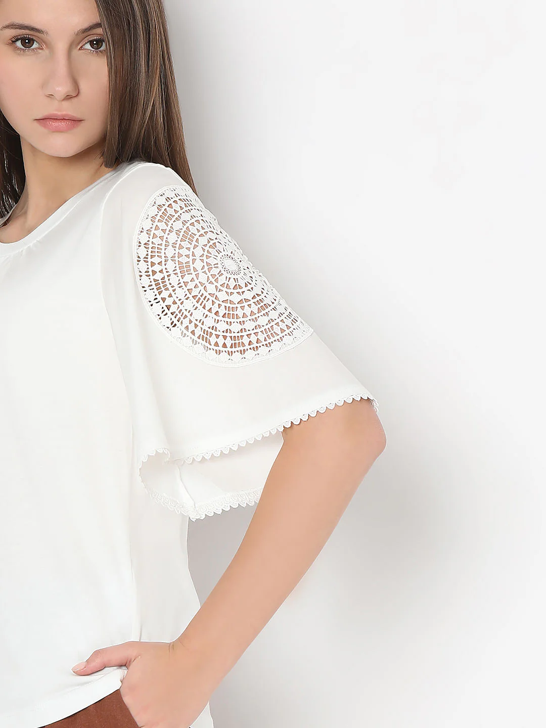 White Lace Patch T-Shirt - Image 6