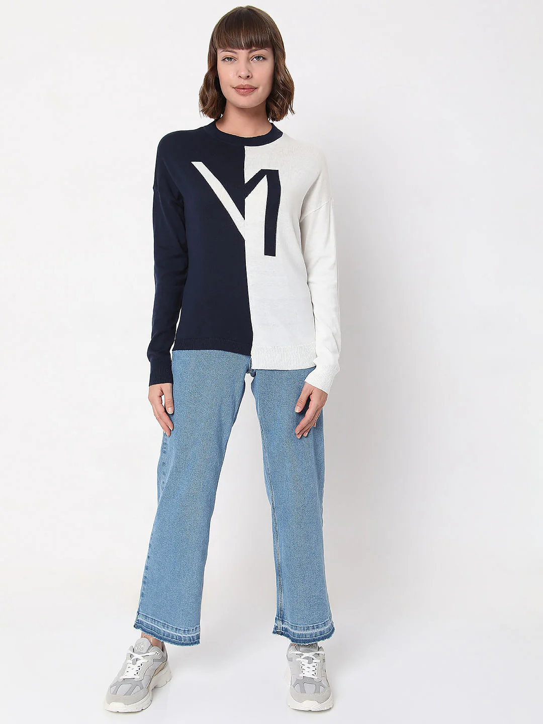White Colourblocked Sweater - Image 5
