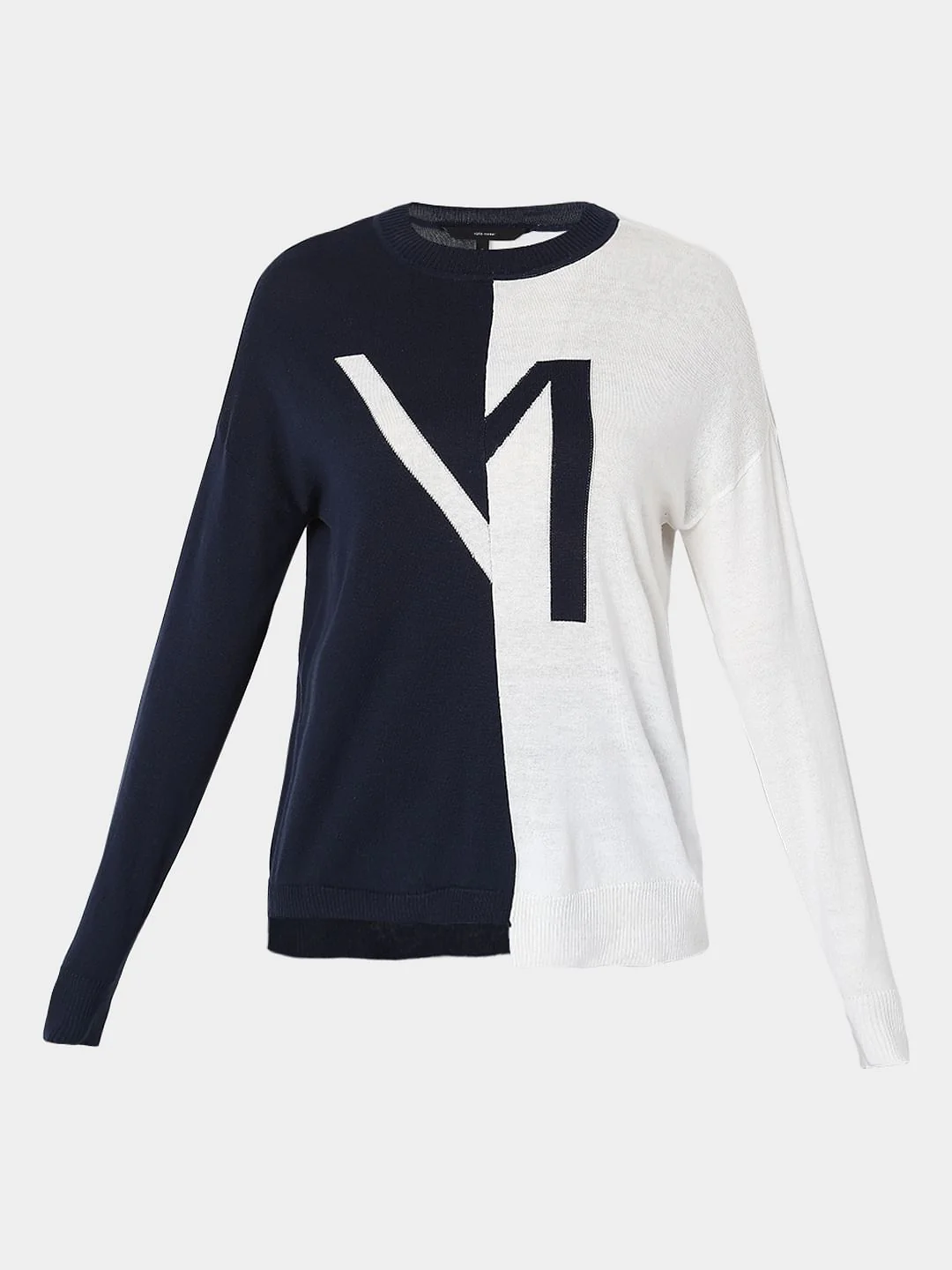 White Colourblocked Sweater - Image 7