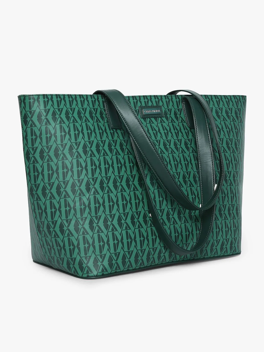 Green Monogram Print Tote Bag - Image 3