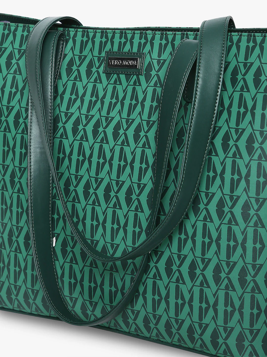 Green Monogram Print Tote Bag - Image 5
