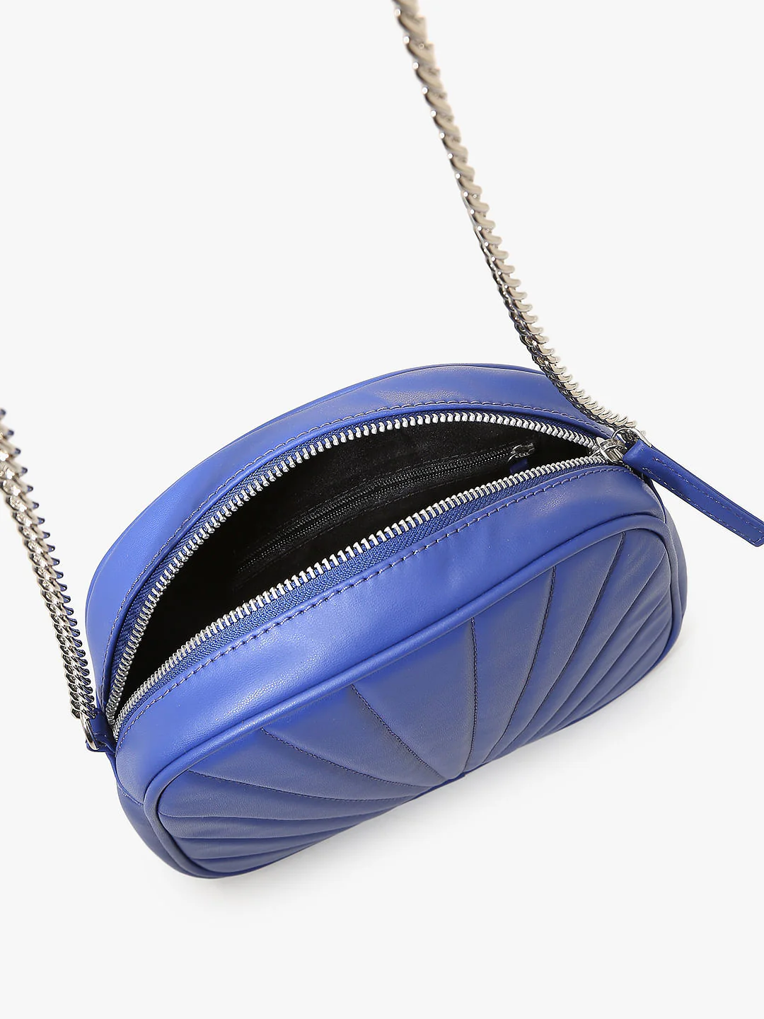 Blue Quilted Crossbody Bag - Image 6
