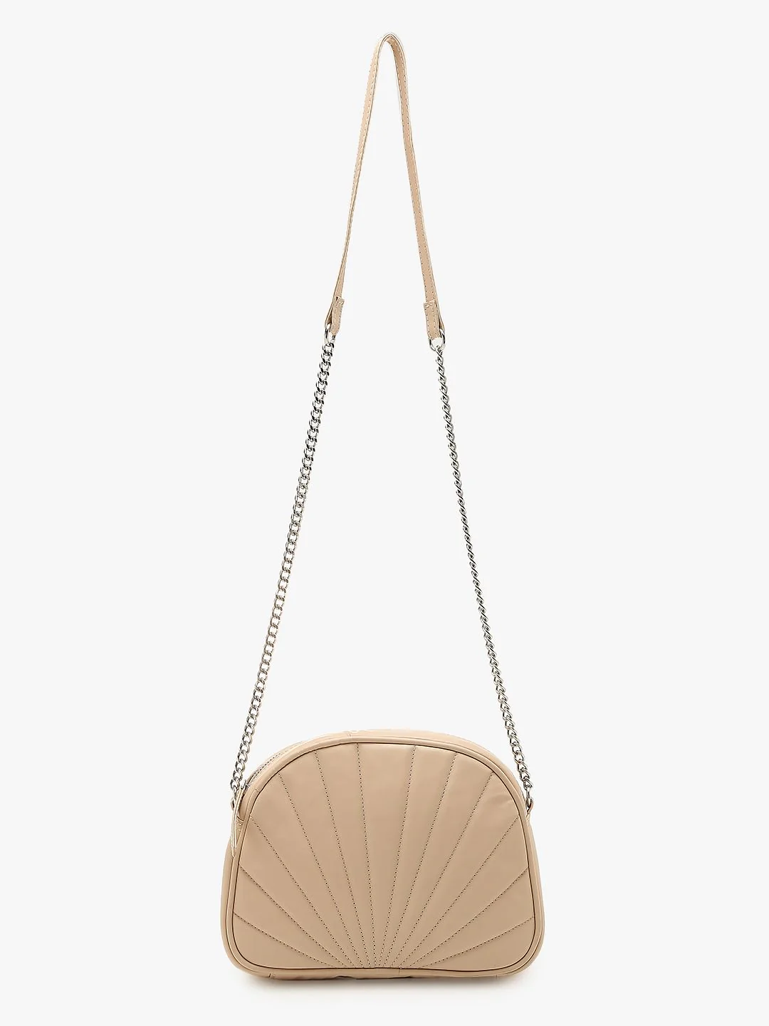 Beige Quilted Crossbody Bag - Image 2