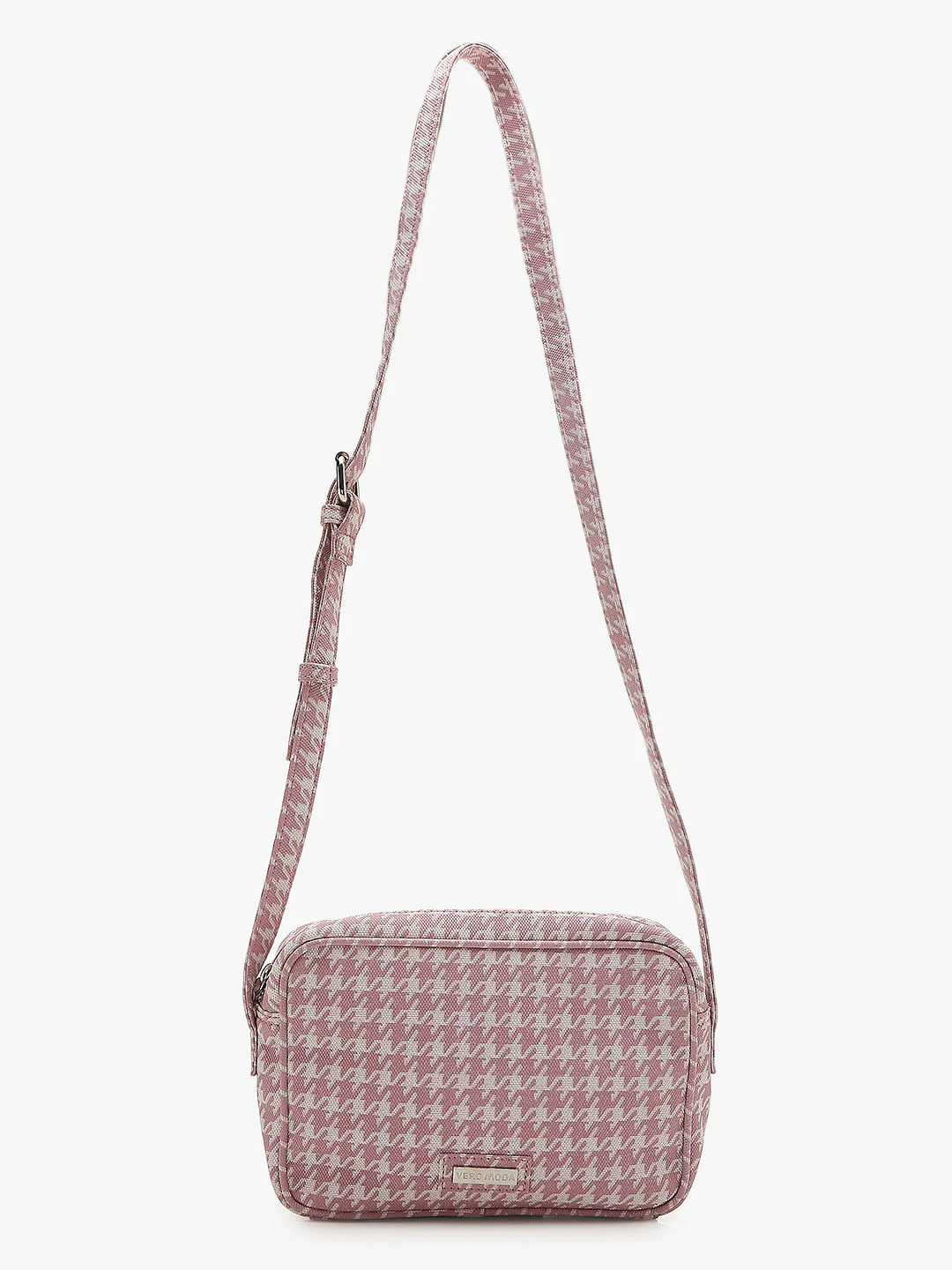 Pink Houndstooth Crossbody Bag - Image 2