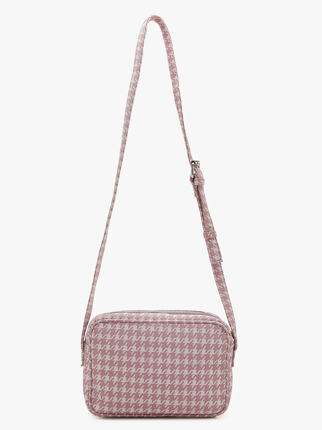 Pink Houndstooth Crossbody Bag - Image 4