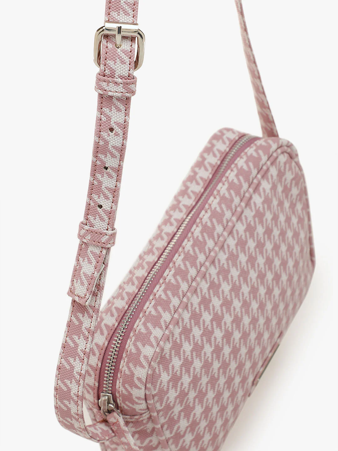 Pink Houndstooth Crossbody Bag - Image 5