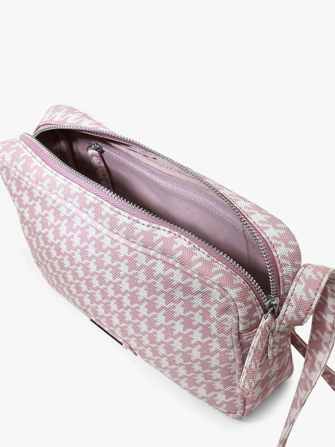 Pink Houndstooth Crossbody Bag - Image 6