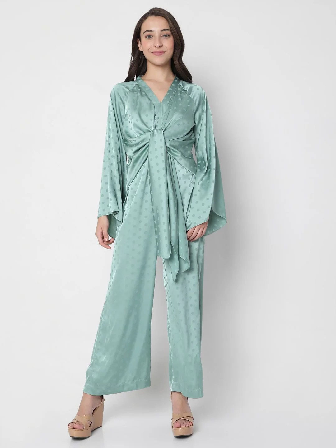 Blue Front Tie Up Jumpsuit - Image 2