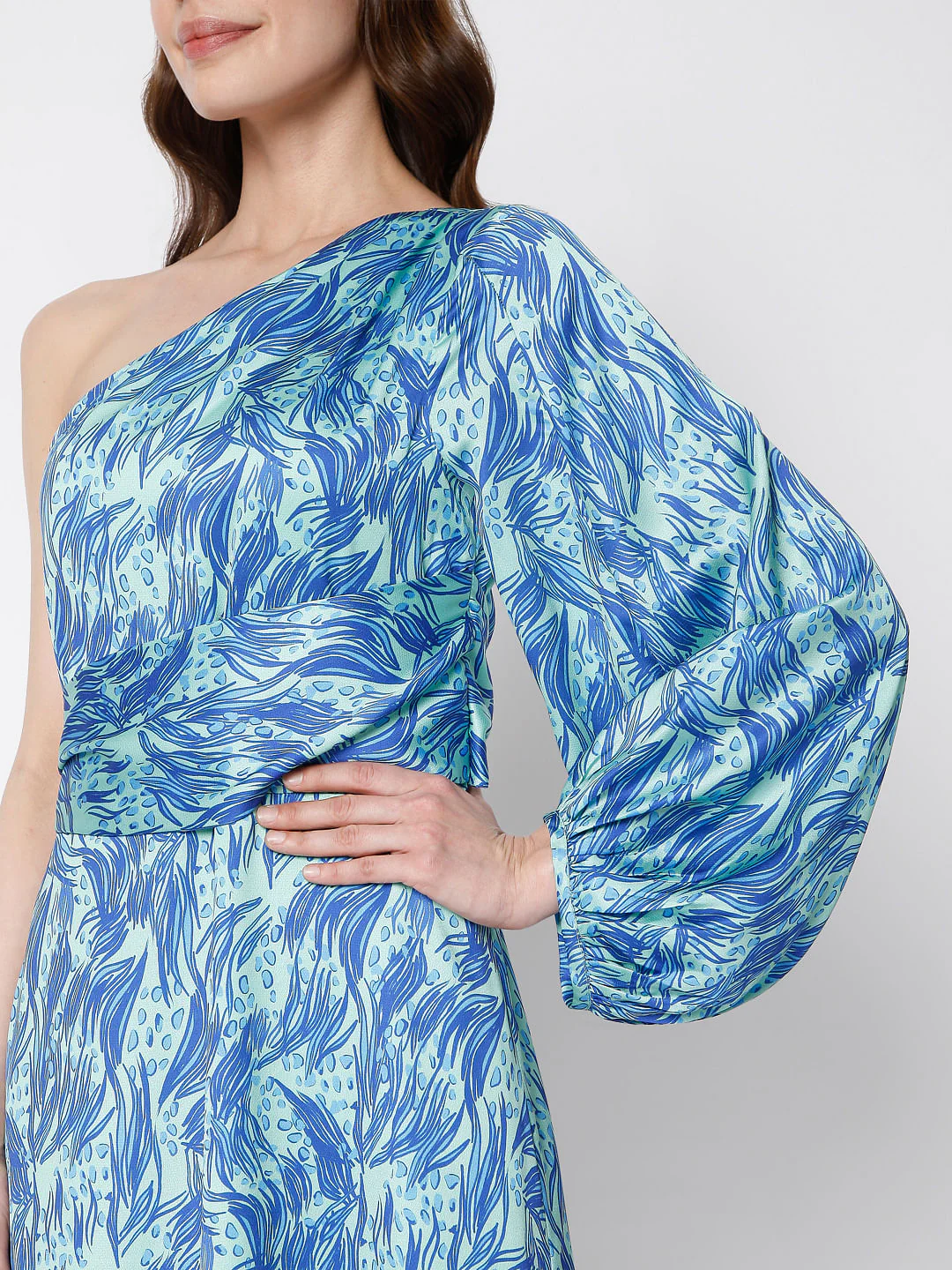 Blue Abstract Print Midi Dress - Image 5