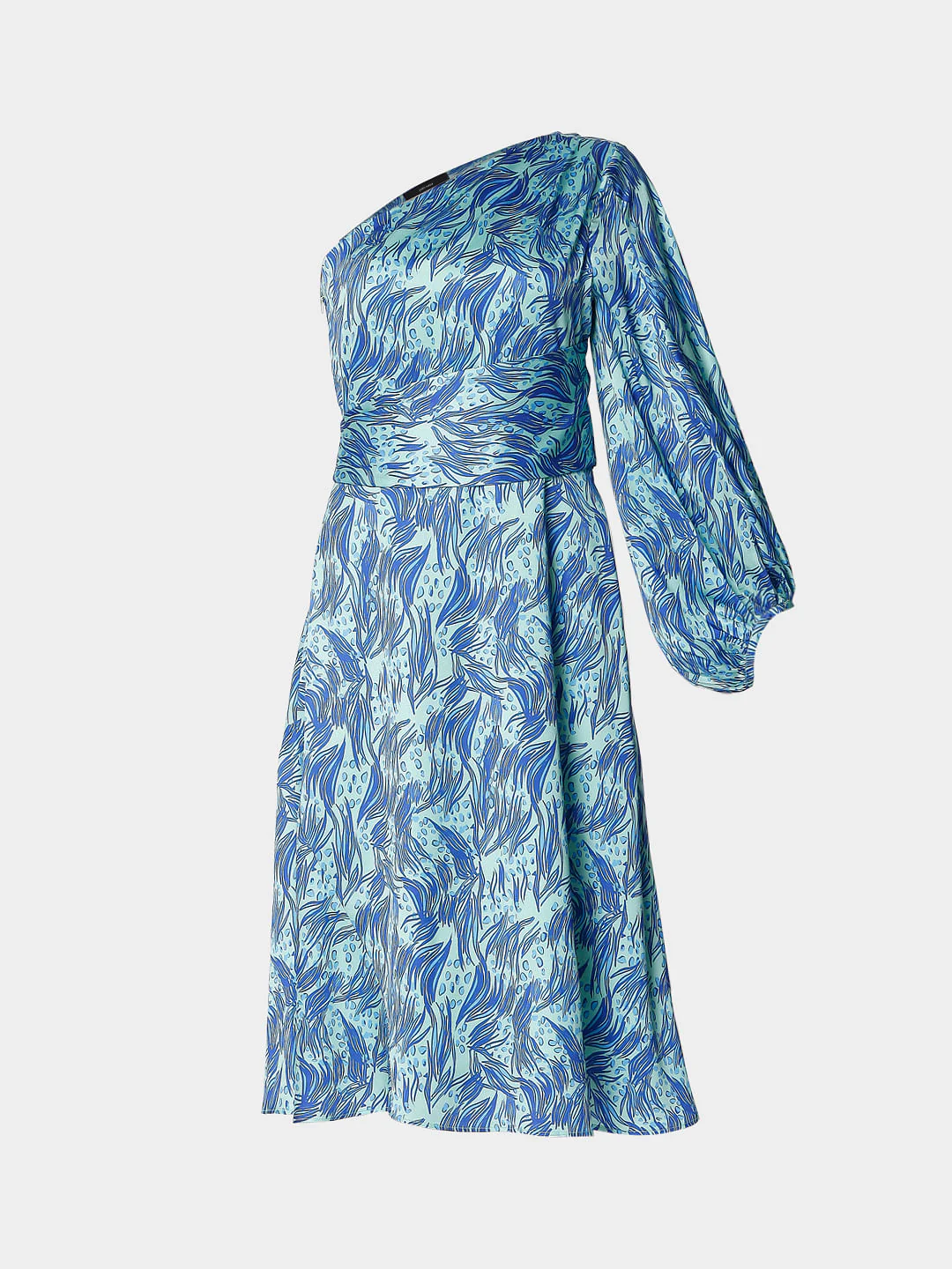 Blue Abstract Print Midi Dress - Image 6