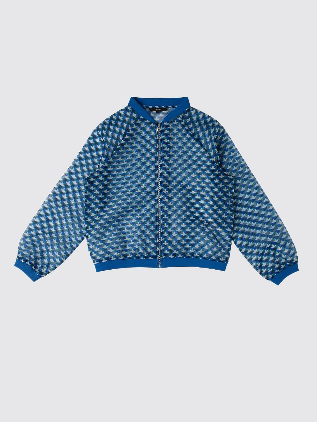 Blue Geometric Print Jacket - Image 7