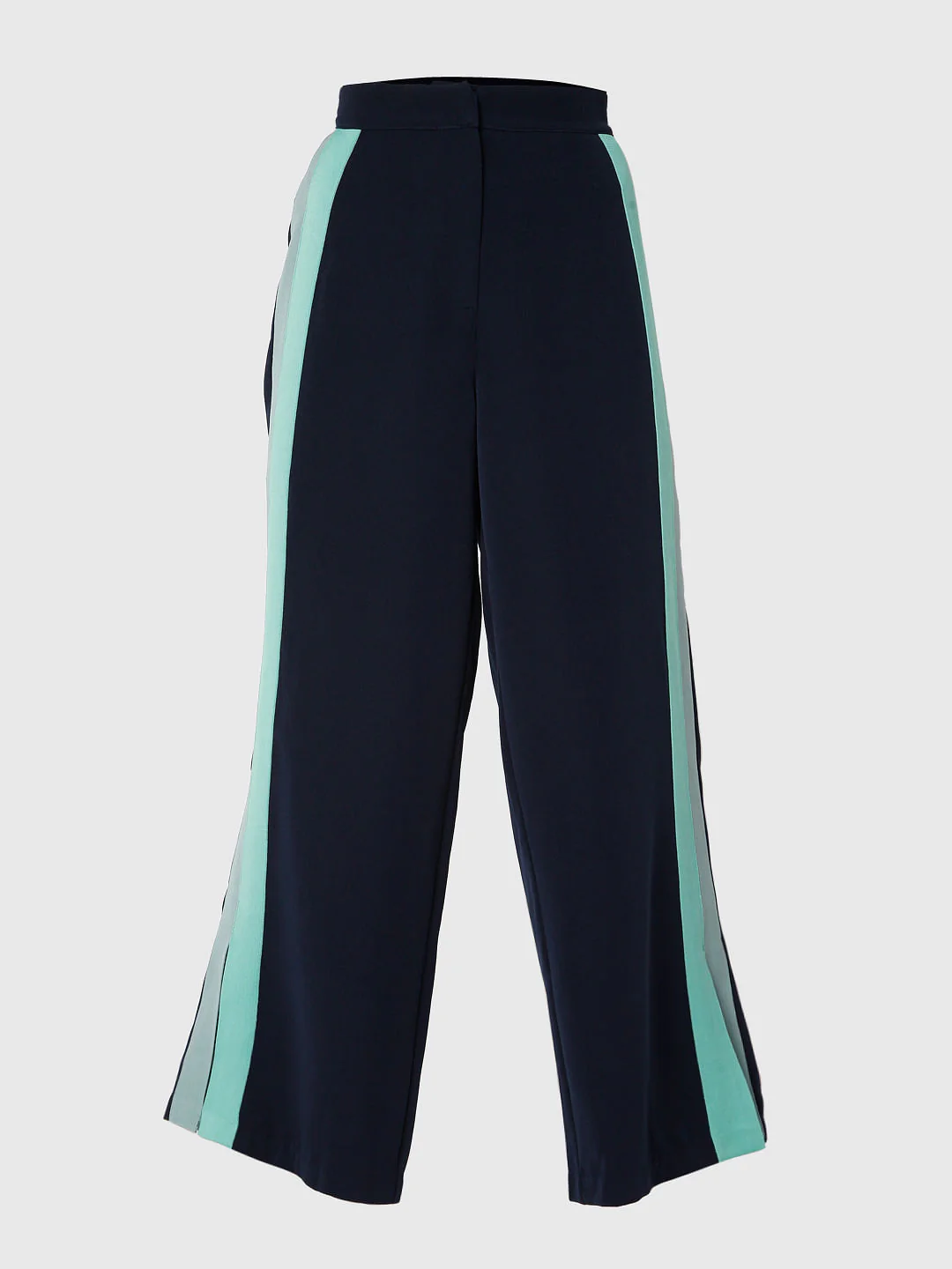 Blue Colourblocked Wide Leg Pants - Image 7