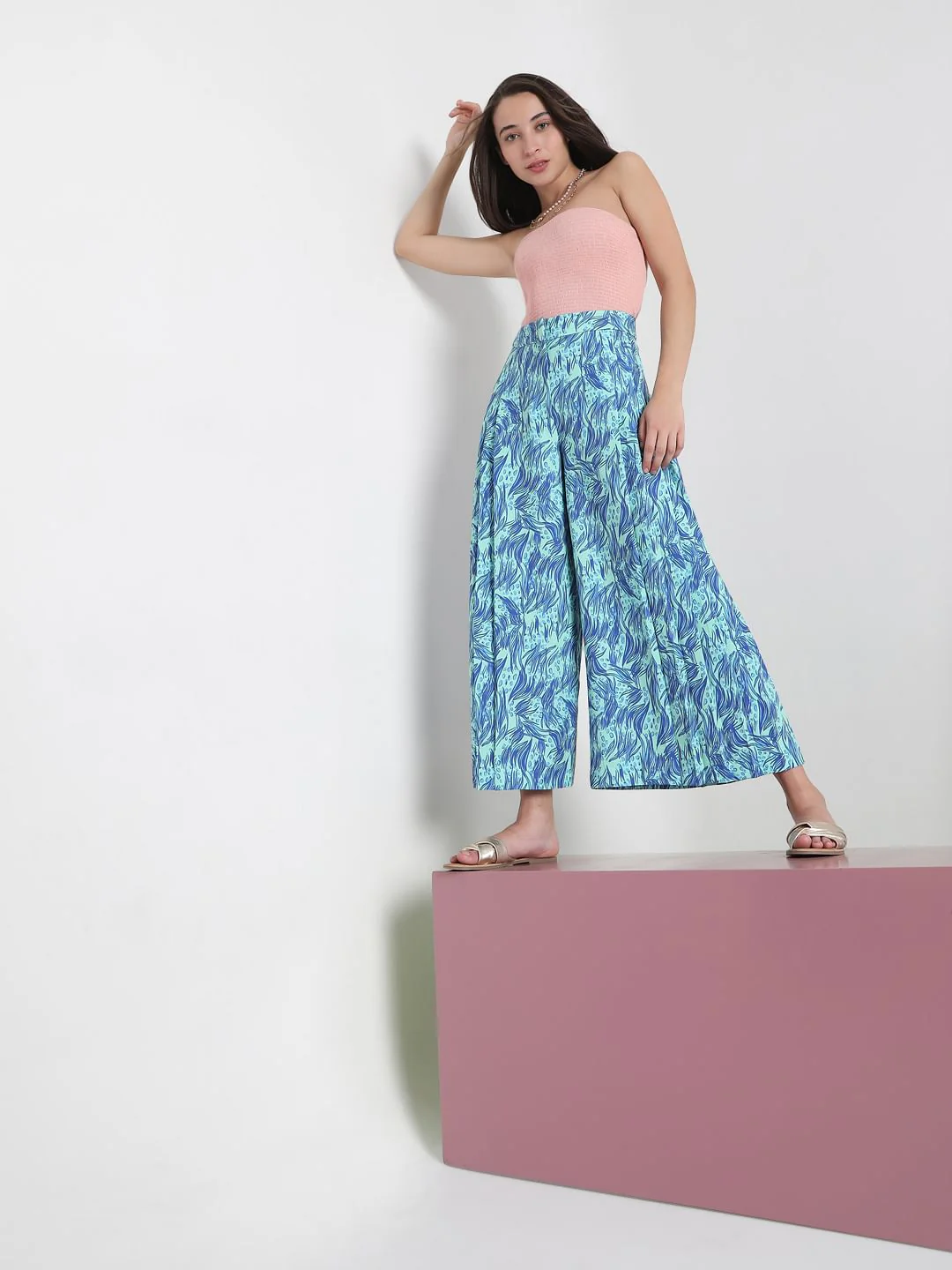 Blue Printed Pants