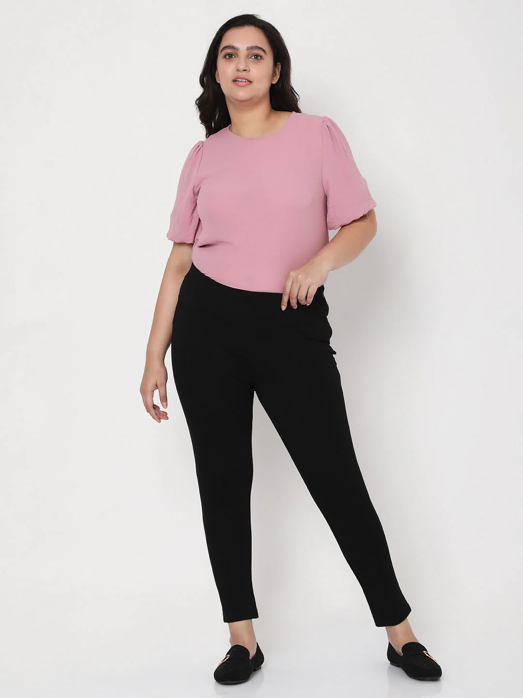 Curve Black Mid Rise Leggings - Image 6