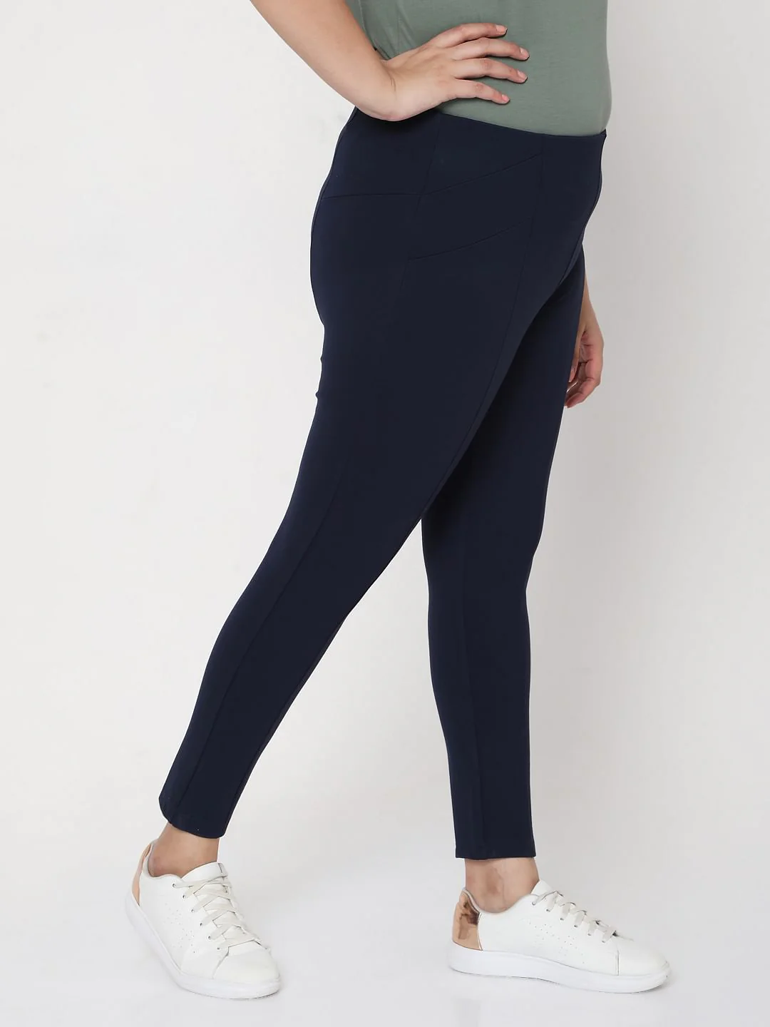 Curve Blue Mid Rise Leggings - Image 3