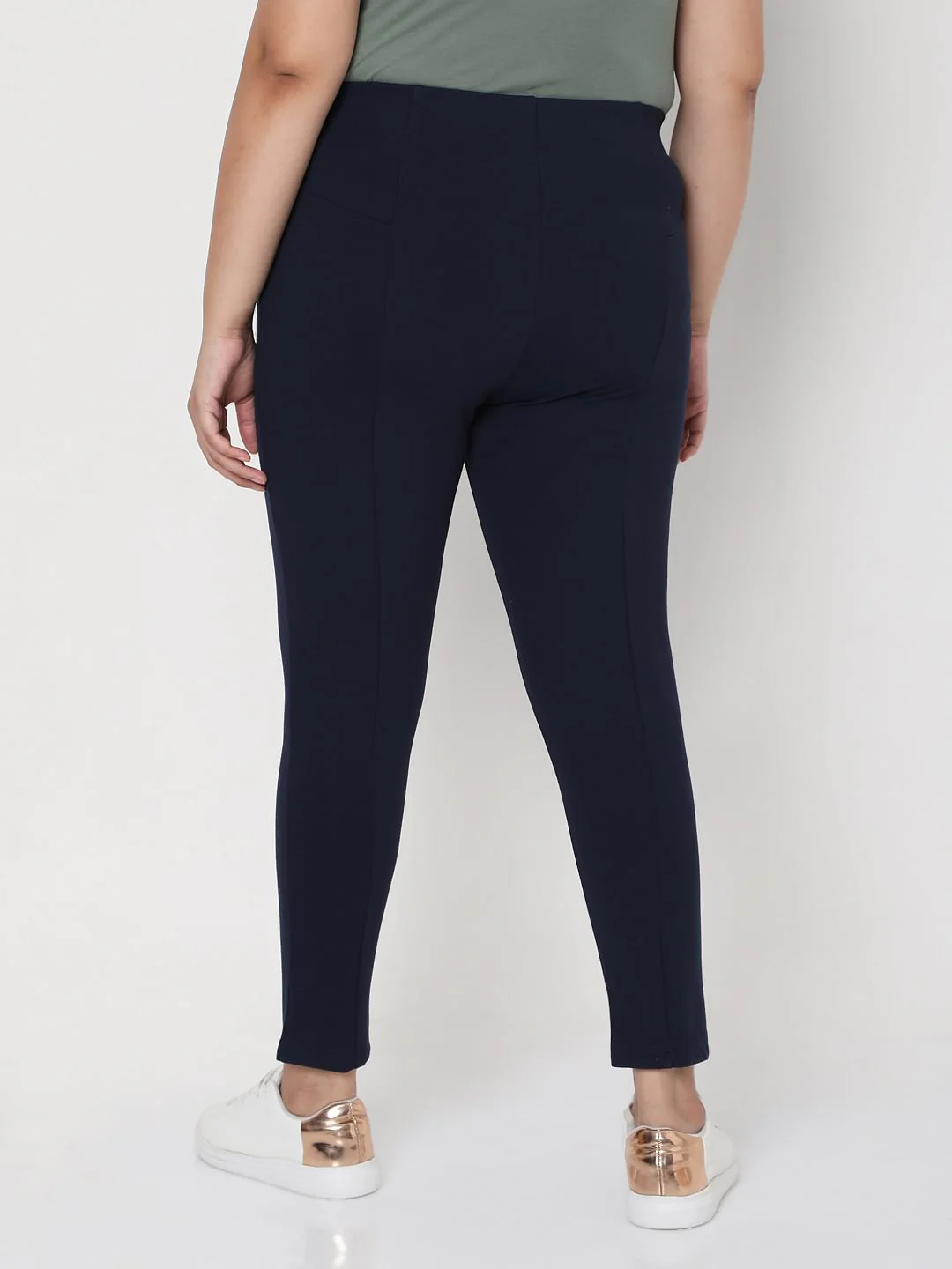 Curve Blue Mid Rise Leggings - Image 4