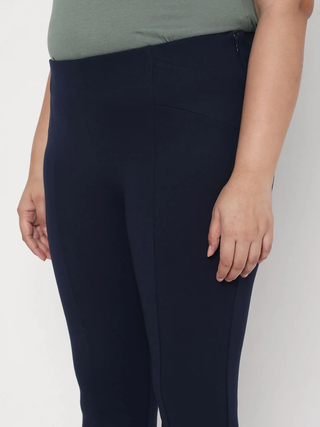 Curve Blue Mid Rise Leggings - Image 5