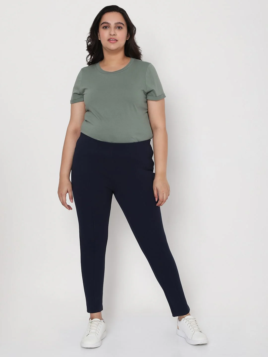 Curve Blue Mid Rise Leggings - Image 6