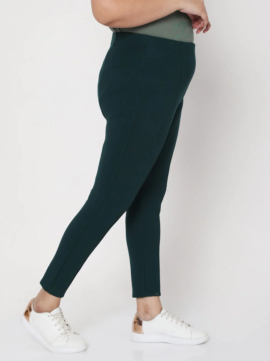 Curve Green Mid Rise Leggings - Image 3