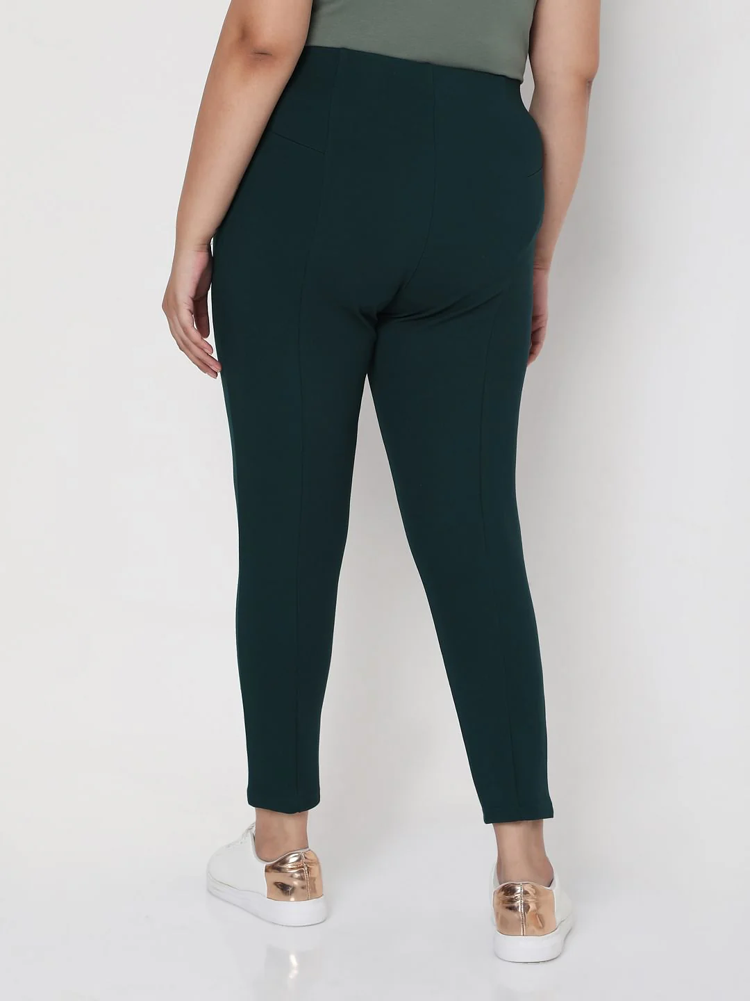 Curve Green Mid Rise Leggings - Image 4