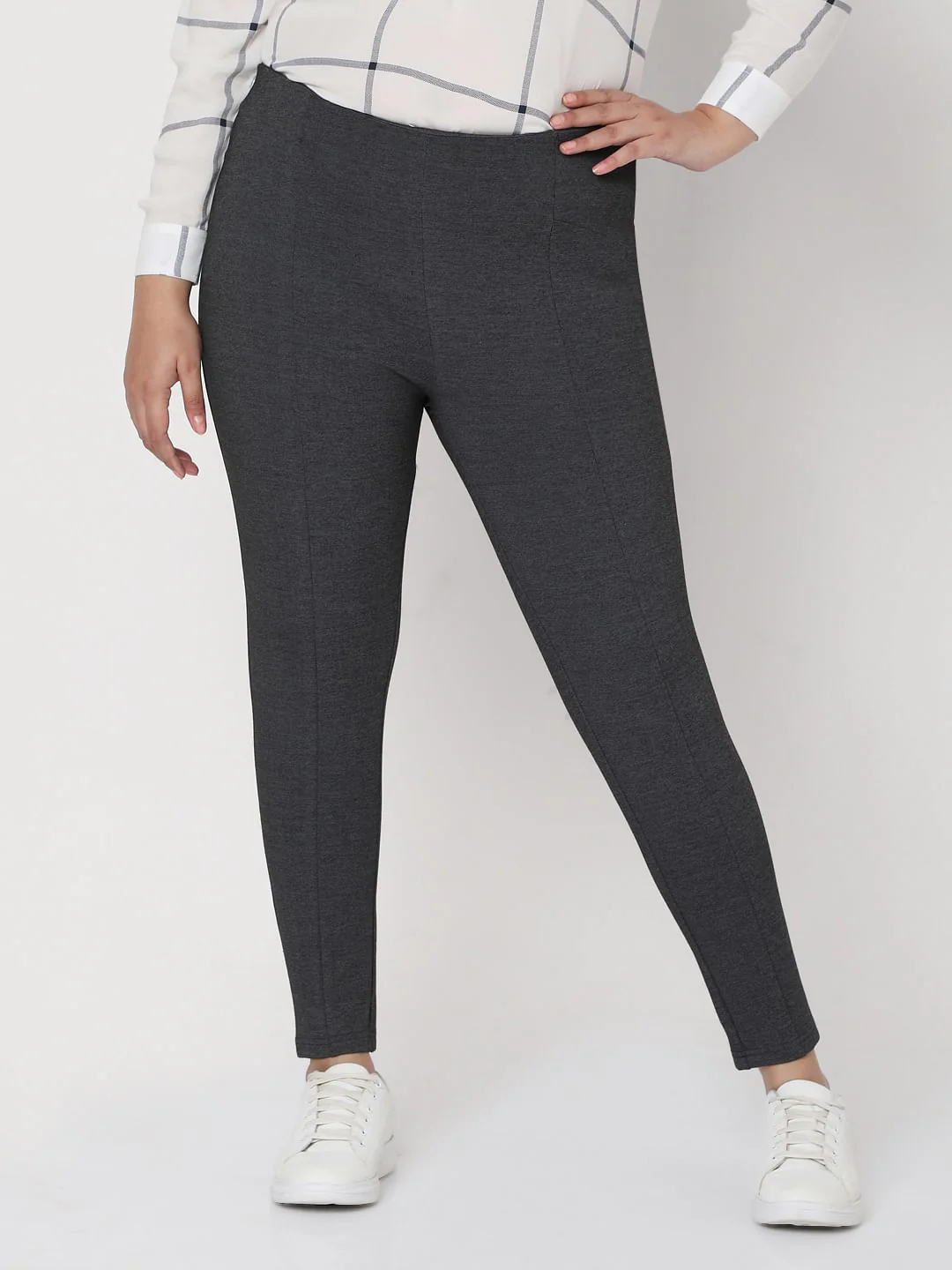 Curve Grey Mid Rise Leggings